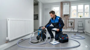power flushing Sheffield removing sludge from central heating system with professional equipment
