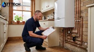 New boiler installation cost Sheffield 2026 – Gas Safe engineer fitting a combi boiler